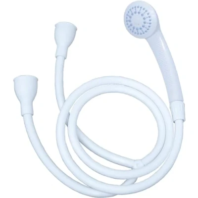 Image of Blue Canyon Lunar Double Tap Shower Spray, Premium Bathroom Accessory, Push on Attachment for Round &amp; Oval Taps, 1.2 Metres White Hose (White)