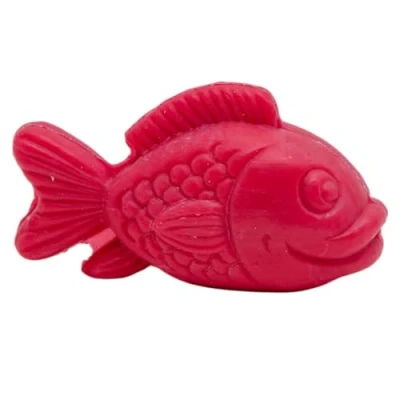 Image of La Maison du Savon de Marseille French Fish Shaped Soap for Body Wash or Decoration Raspberry Fragrance 20g Novelty Bar