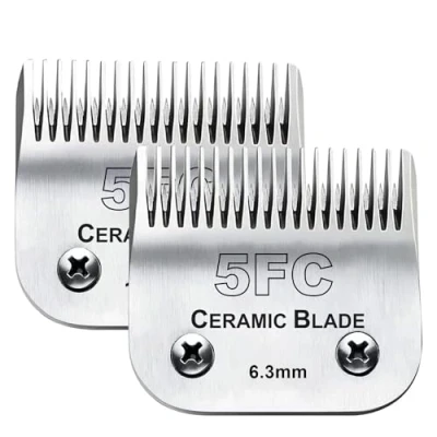 Image of 2 Pack 5FC Blades Removable Pet Dog Clipper Compatible with Andis Clippers/Most Oster A10/Wahl KM Series Clippers