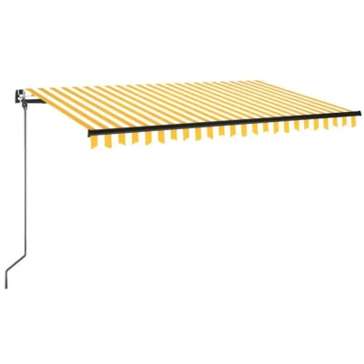 Image of vidaXL Manual Retractable Awning with LED 400x350 cm Yellow and White