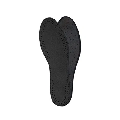 Image of Leather Insoles. Boots or Shoes Insole Replacement for Man and Woman. with Activated Carbon. Inner Soles Ladies Ideal high Heels Sandals. Shoe Inserts, Black (Women/UK 7/40 EUR)
