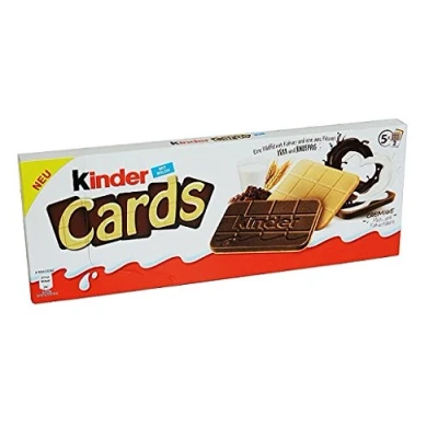 Image of Ferrero Kinder Cards Waffers Biscuits Cookies with Milk and White Chocolate 128g. 5 Pack