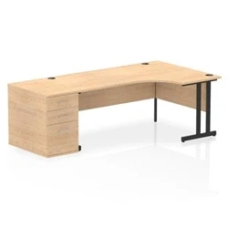 Image of Impulse 1800 RH Crescent Desk Maple/Black Cantilever 800 High Ped