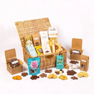 Image of Deluxe Chocolate Hamper Gift Large filled with Chocolate, Gourmet Popcorn, Luxury Biscuits Food for Xmas, Birthdays or a Thank You The &amp; Co.