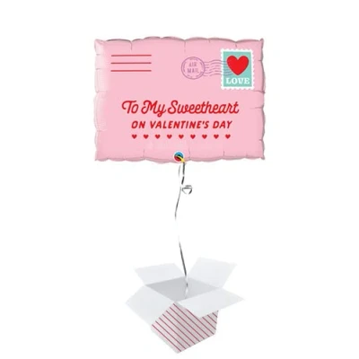 Image of Happy Valentine&#039;s Day Helium Foil Balloon Inflated in a Box (Addressed To My Sweetheart, 1)