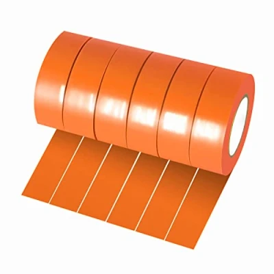 Image of Xrkuu 6 Rolls Orange Electrical Tape, 18mm x 10m PVC Insulation Waterproof Strong Adhesive Electric Tape for Wire Projects, Insulating and Repair Broken Wires