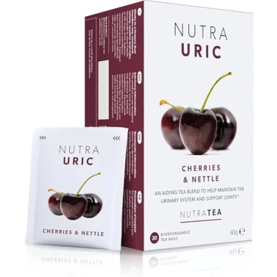 Image of NUTRAURIC Uric Acid Support Containing Natural Cherry &amp; Nettle 40 Enveloped Tea Bags by Nutra Herbal (2 Pack)