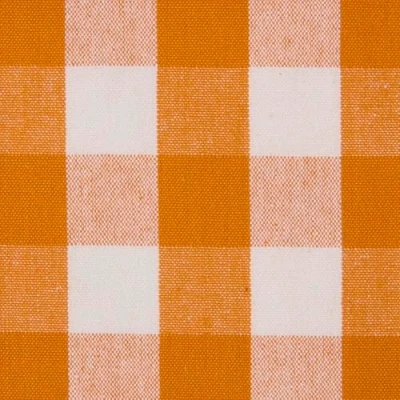 Image of HOMESCAPES 100% Cotton Orange Gingham Furnishing Fabric Block Check 150 cm Wide Thick Yarn Dyed Woven Pure for Upholstery Curtains Cushions and Soft Furnishings, Per Metre