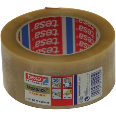 Image of Tesa 04124 00342 00 Pack Premium Packing Tape 66 m x 50 mm Transparent