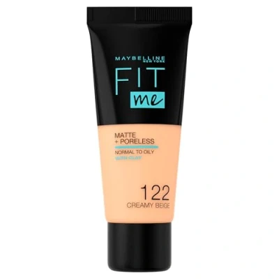 Image of Maybelline Fit Me Foundation, Matte &amp; Poreless, Full Coverage Blendable Normal to Oily Skin, 122 Creamy Beige 30ml