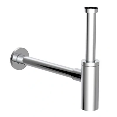 Image of Kirchhoff 98166210 Design Siphon, Fitting for Sinks and Washbasins, Odour Cleaning Hole, Bottle Trap, Drain Pipe, Chrome
