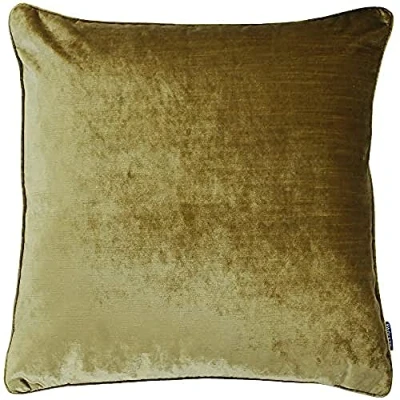 Image of Riva Paoletti Luxe Velvet Cushion Cover Gold Soft Feel Fabric Reversible Hidden Zip Closure Machine Washable 100% Polyester 55 x 55cm (22&quot; 22&quot; inches)