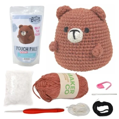 Image of KNITTY CRITTERS Pouch Pals Crochet Kit Billy The Bear