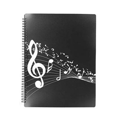 Image of A4 40 Pagers Music Themed File Folder,Waterproof Sheet Organizer,Transparent Film Splint Piano Score,Guitar Violin Expansion Clip,Music Holder