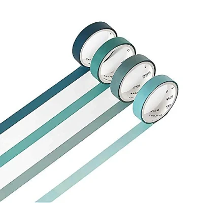 Image of YUBBAEX Natural Color Washi Tape Pastel Scrapbook Sticky Paper for Bullet Journal, Decorative Craft, Gift Wrapping, Scrapbooking (1 Green)
