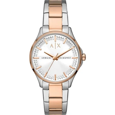 Image of Armani Exchange Watch for Women, Three Hand Movement, 36 mm 2T Silver/Rose Stainless Steel Case with a Strap, AX5258