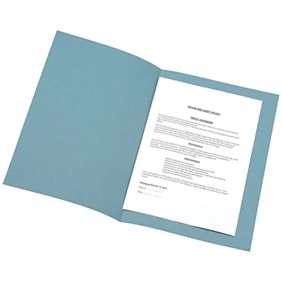 Image of Q Connect Square Cut Folder Lightweight 180gsm Foolscap Blue (Pack of 100)