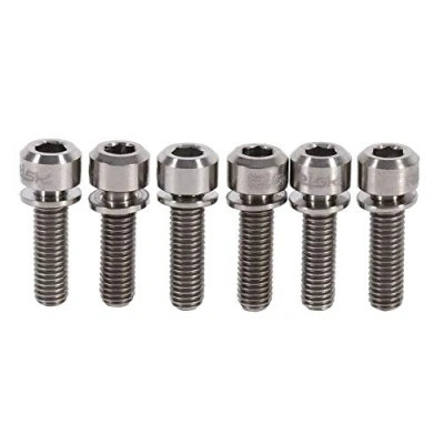 Image of Bicycle Stem Bolts, Titanium Alloy M5 x 18mm Bike Bolts Screw with Washers Set for MTB/Mountain Bike/Road Stem, Pack of 6 (Titanium)
