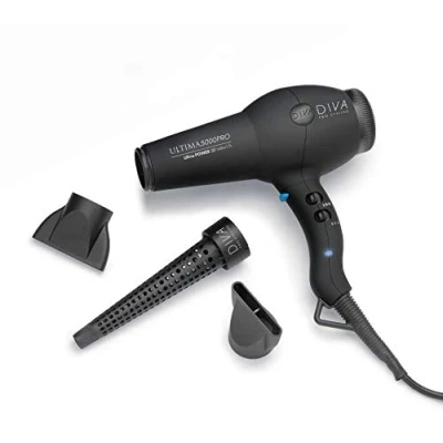 Image of Diva Pro Styling Ultima 5000 Dryer, 2200W Professional Hairdryer with Ionic Conditioning, Black