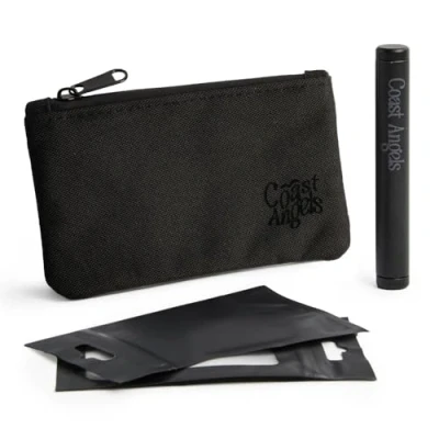 Image of Coast Angels Small Smell Proof Bag &amp; Aluminium Tube Kit Odour Free Pocket Pouch and Set Great for Travelling Black