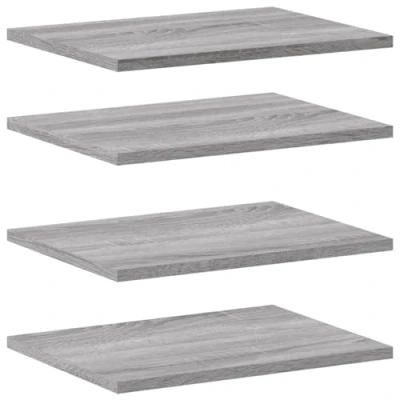 Image of vidaXL Engineered Wood Wall Shelves Grey Sonoma 4 Pack, 40x30x1.5 cm, Floating Display for Living Room/Study, Moisture Resistant