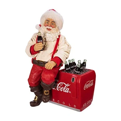 Image of Kurt S. Adler 10.5 Inch Coca Cola Santa Sitting on Cooler Table Piece, multi