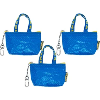 Image of IKEA Key &amp; Coin Purse KNOLIG Bag Small Blue with One Zipper (3 set)