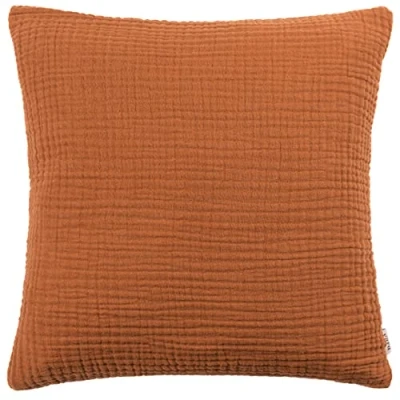 Image of Yard Lark Crinkle Cotton Feather Filled Cushion, Pecan, 45 x 45cm
