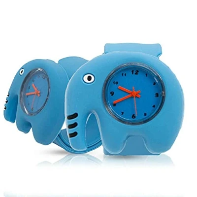 Image of AQUARIUS Kids Number Watch Unisex Bendable Slap for Birthday Party with Silicone Strap Cute Lovely Cartoon Character, Elephant