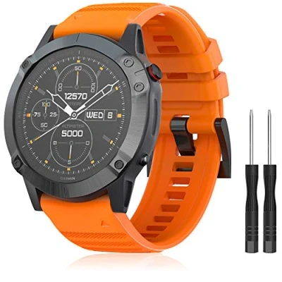 Image of TOPsic Strap Fenix 6X, 26mm Band Easy Fit Silicone Watch for 5X Plus/Fenix 5X/Fenix 6X/Fenix 6X Pro/Fenix Sapphire/Fenix 3/Fenix 3 HR/Fenix 7X/Fenix 7X Solar/Fenix Sapphire Solar