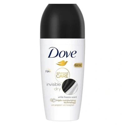 Image of Dove Advanced Care Invisible Dry Anti perspirant Deodorant pack of 6 with Triple Moisturising technology roll on for 48 hours protection 50 ml