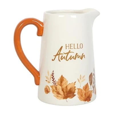 Image of Hello Autumn Flower Jug Halloween Sign, Decorations, and Gifts Spooky Season Décor for Festive Ambiance
