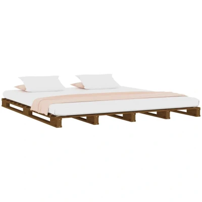 Image of vidaXL Pallet Bed without Mattress Honey Brown 140x190 cm Solid Wood