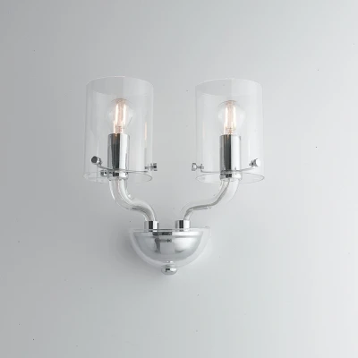 Image of AURORA Wall Lamp with 2 Light Glass Shades Transparent 31x24x17cm
