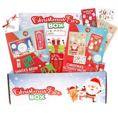 Image of abeec Christmas Magic Box Packed with Festive Fun: Decorations, Activities, and Storage Perfect for Kids’ Eve Surprises Santa’s Visit