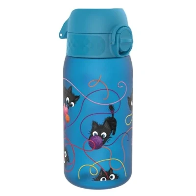 Image of Ion8 Kids Water Bottles, BPA Free, Leakproof, Dishwasher Safe, Easy Open, Secure Lock, Small Boys &amp; Girls Bottle,Kids Drinks Bottle for Spill free Drinking, Blue, Kittens, Cats, 350ml/12oz