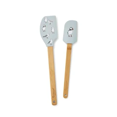 Image of Cooksmart Pack of 2 Spatulas for Cooking British Designed Spatula Great Fry Up&#039;s &amp; Turners All Kitchens Coastal Birds