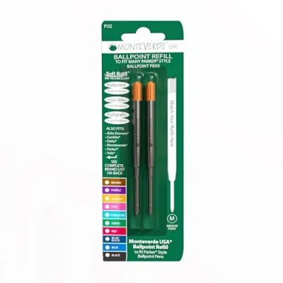 Image of Monteverde Medium Ballpoint Soft Roll Refill for Parker Pens Orange (Pack of 2)