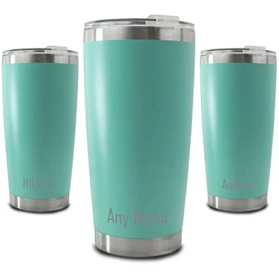 Image of Personalised Engraved 500ml Mint Travel Cup with Name at The Bottom, Personalise Any