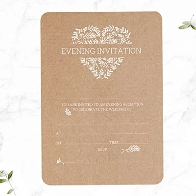 Image of Dotty about Paper Rustic Heart Ready to Write Evening Invitations. Floral, Kraft, Elegant, Delicate. Pefect For Friends and Family. Envelopes Included (16 0014)