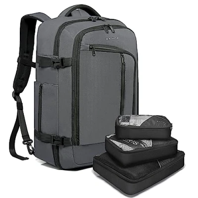 Image of BANGE Travel Overnight Backpack,40 Liter FAA Flight Approved Weekender Bag Carry on Backpack Grey