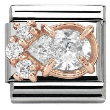 Image of Nomination Rose Gold Crystal Teardrop Charm