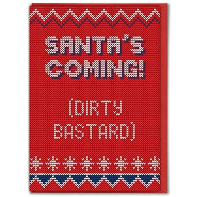 Image of Brainbox Candy Funny Rude Christmas Cards Offensive Xmas &#039;Santa&#039;s Coming&#039; Perfect For Best Friends Mates Him Boyfriend Girlfriend