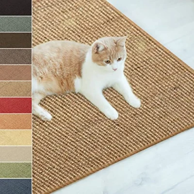Image of Sisal Cat Scratching Mat, Large Scratch Mat (Cork, 60 x 80 cm) Non Slip Claw Board Pad, Natural Carpet, Woven Furniture Protector