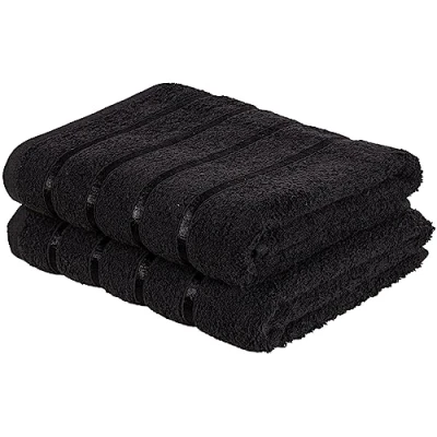 Image of A2Z Luxurious 100% Cotton Black Color Towels 500 GSM Soft Absorbent Set Of 2 Bath Towel (66x118 cm)