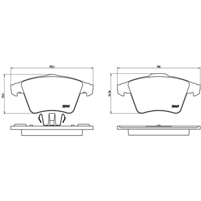 Image of 7H0698151B Brake pad set BREMBO P 85 106 excl. wear warning contact with piston clip without accessories VOLKSWAGEN: Transporter 5, 5