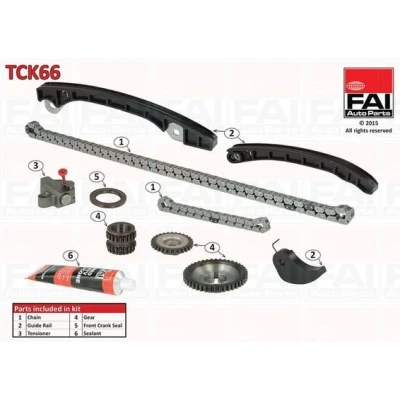 Image of 130283RA0A, 13028ED000, 150418AA0A, 15041ED000, 15041EE50B Timing Chain Kit FAI AutoParts TCK66 NISSAN: Qashqai / Qashqai+2 I, Juke, Note I