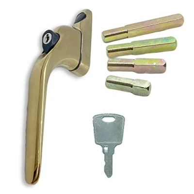 Image of Gold UPVC Universal Inline Window Handle Double Glazing Espag Lock Smart Spindle