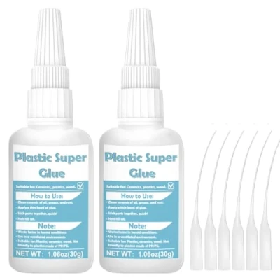 Image of 60g Plastic Glue, Super Glue for Plastic, Waterproof to Instant Bonding and Repairing, with Applicator Nozzles, Metal, Glass, Acrylic, Wood, Leather, Rubber