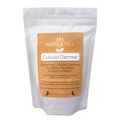 Image of Marble Hill Colloidal Oats Bath soak 500g Dry Itchy Skin Relief Eczema, Psoriasis, Chicken pox Sunburn Dermatitis. Soothing Moisturising. Natural Whole for Maximum Skincare Benefits